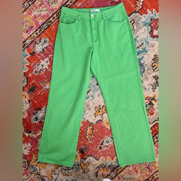 Garage Womens Wide Leg Jeans in Vibrant Green - Picture 3 of 6